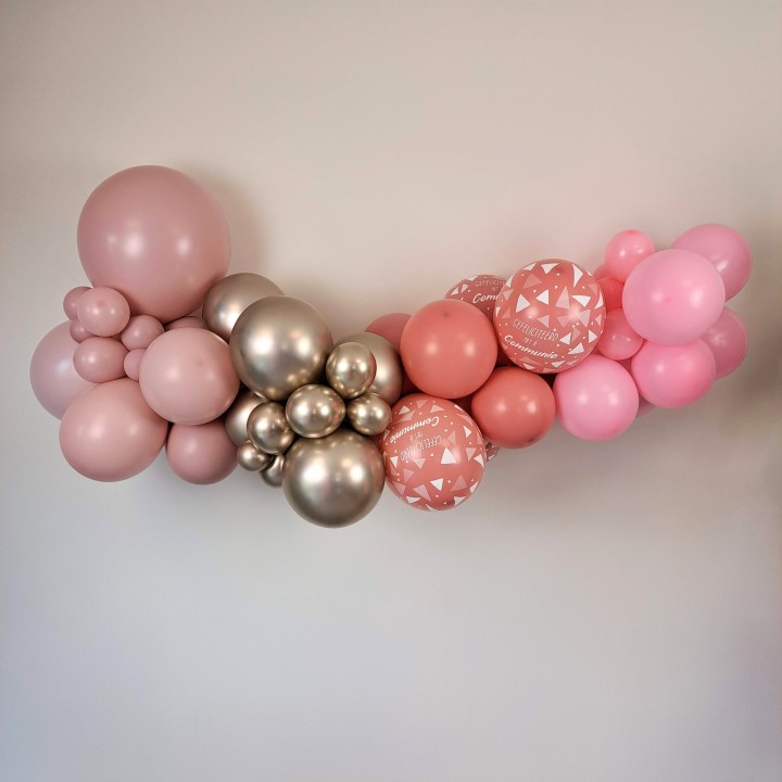 ballonnen slinger communie roze ballonnenboog