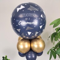 ballondecoratie communie navy blauw ballonnen pilaar