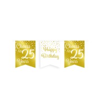 vlaggenlijn 25 jaar wit goud verjaardag versiering