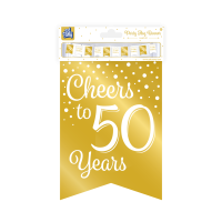vlaggenlijn 50 jaar wit goud verjaardag versiering