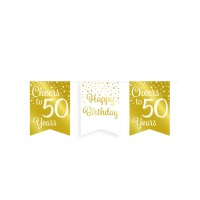 vlaggenlijn 50 jaar wit goud verjaardag versiering