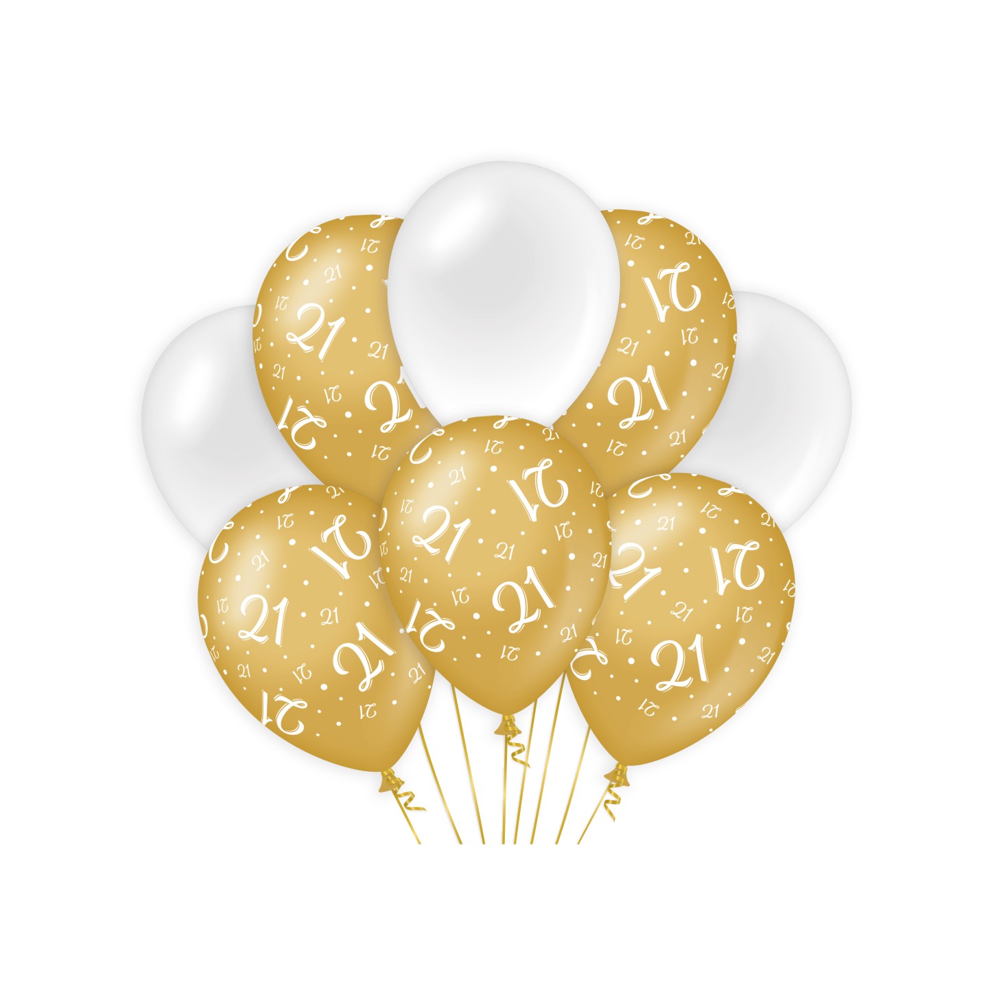 verjaardag ballonnen 21 jaar wit goud versiering
