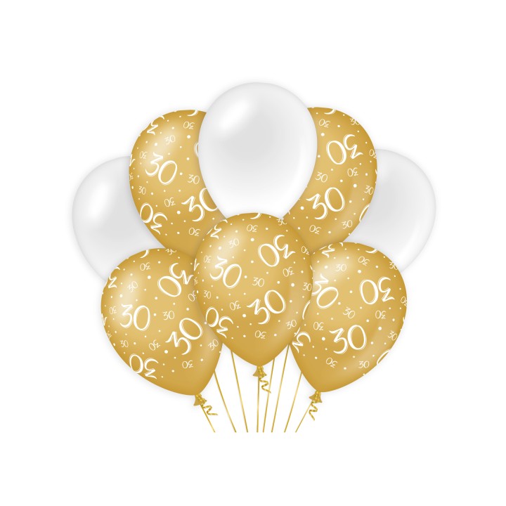 verjaardag ballonnen 30 jaar wit goud versiering