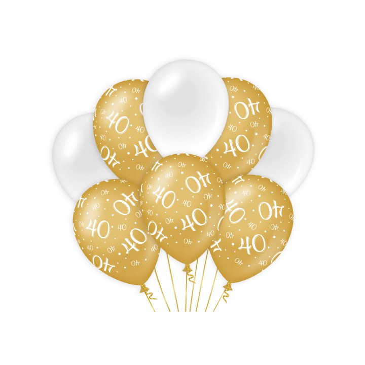 verjaardag ballonnen 40 jaar wit goud versiering