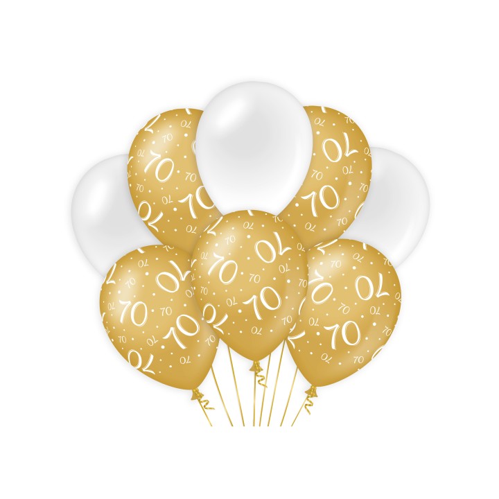 verjaardag ballonnen 70 jaar wit goud versiering