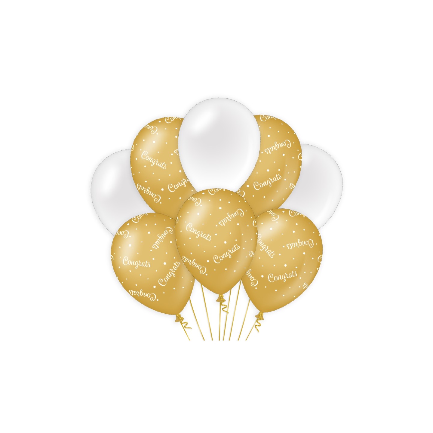 verjaardag ballonnen congrats wit goud versiering