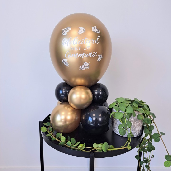communie ballonnen versiering tafeldecoratie goud
