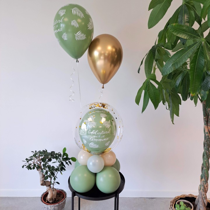 ballondecoratie communie bubble helium ballonnen groen