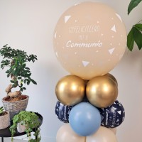 communie ballondecoratie blauw goud