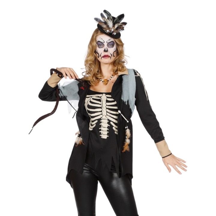 voodoo skelet shirt dames halloween outfit