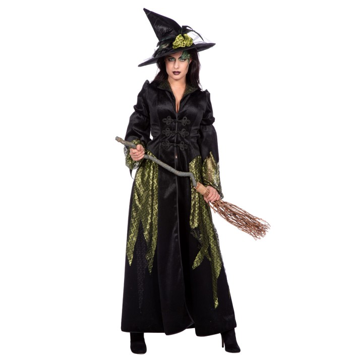 heksenjurk dames zwart groen halloween kostuum