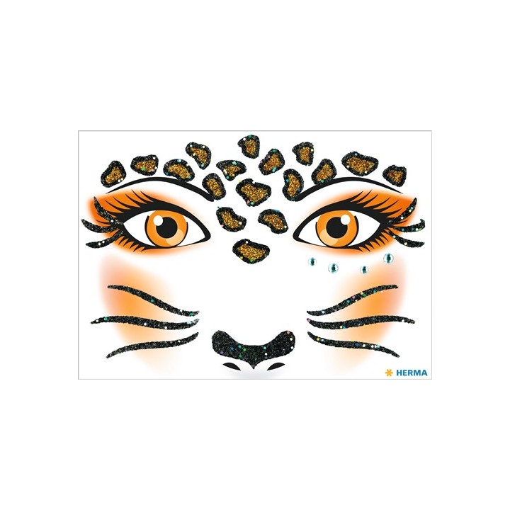 gezicht sticker luipaard glitter tattoo
