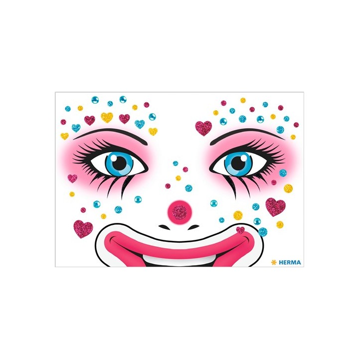 gezicht sticker clown glitter tattoo