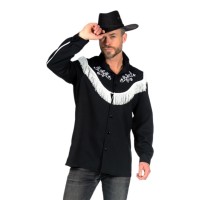 western hemd zwart cowboy shirt franjes