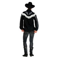 western hemd zwart cowboy shirt franjes