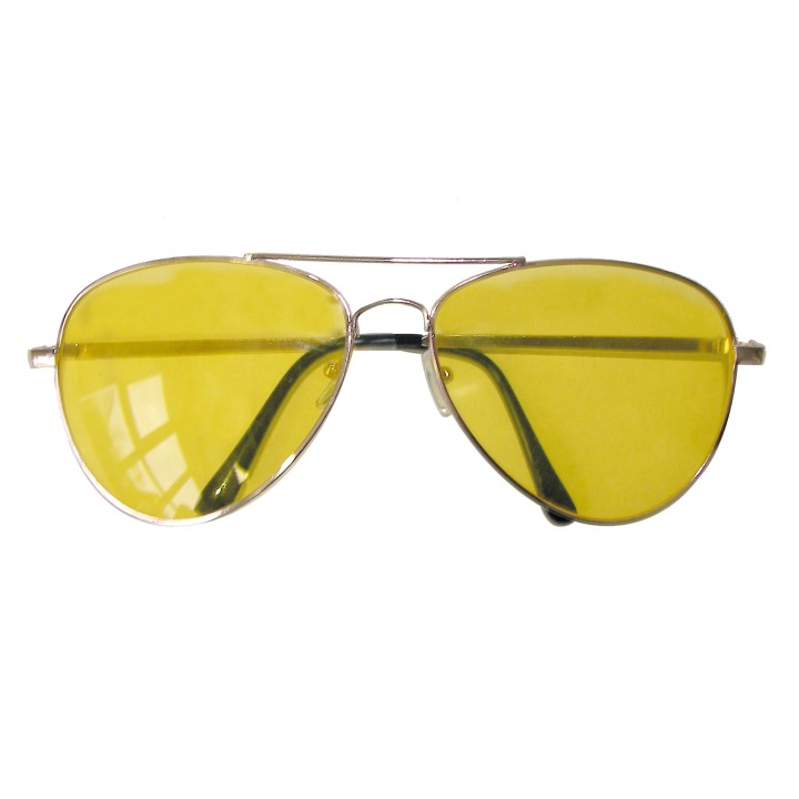 feestbril geel retro johnny party bril