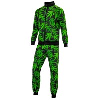 foute party outfit trainingspak cannabis wietblad