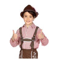 Tiroler hemd kind bordeaux geruit oktoberfest kleding