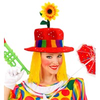 rode clownshoed met bloem en haar