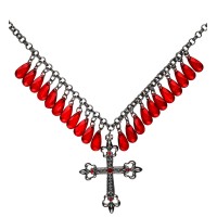 halsketting gothic kruis rood halloween juwelen accessoires