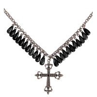 halsketting gothic kruis zwart halloween juwelen accessoires