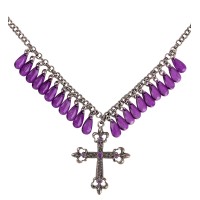 halsketting gothic kruis paars halloween juwelen accessoires