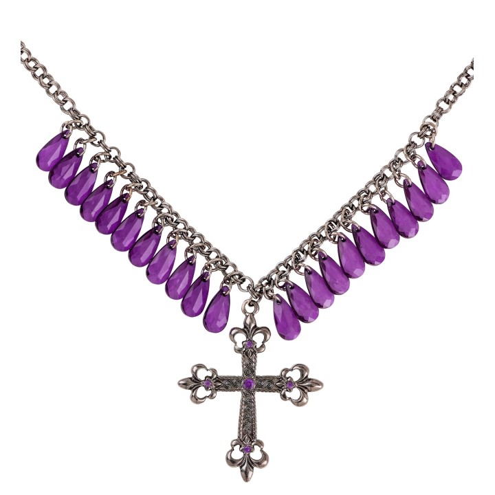 halsketting gothic kruis paars halloween juwelen accessoires