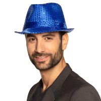 glitter hoed blauw pailletten heren