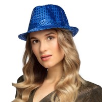 glitter hoed blauw carnaval