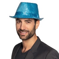 glitter hoed licht blauw pailletten carnaval