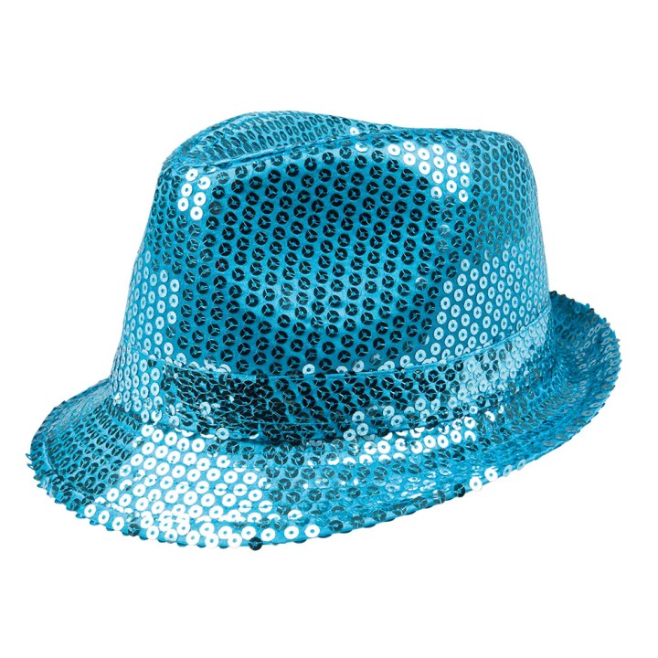 glitter hoed lichtblauw pailletten