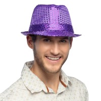 glitter hoed paars heren carnaval feesthoed