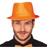 glitter hoed fluo neon oranje pailletten