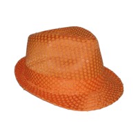 glitter hoed fluo neon oranje