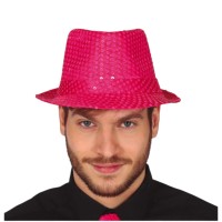glitter hoed fluo neon roze man
