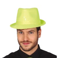 glitter hoed fluo neon geel man