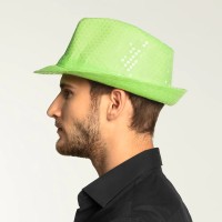 glitter hoed fluo neon groen zijkant