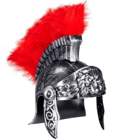 romeinse helm met veren rood