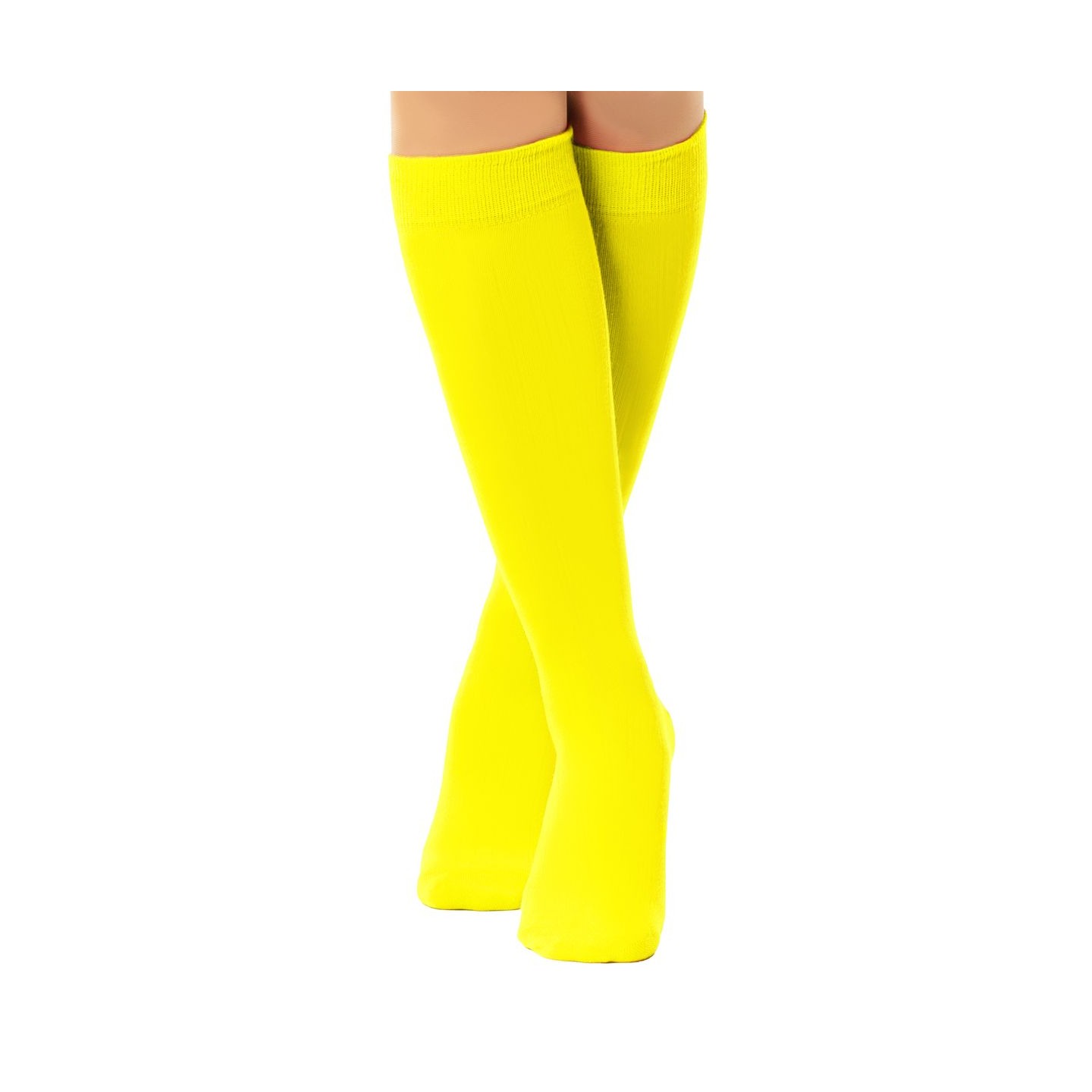 kniekousen fluo geel neon sokken
