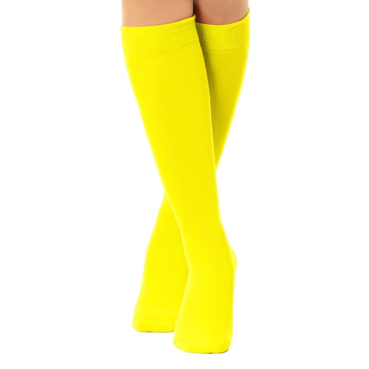 kniekousen fluo geel neon sokken