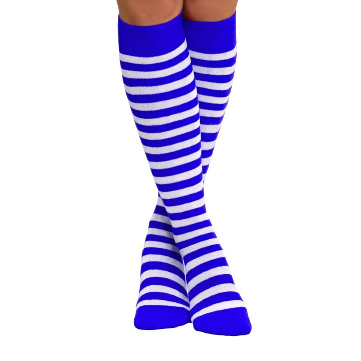 gestreepte kniekousen blauw wit sokken
