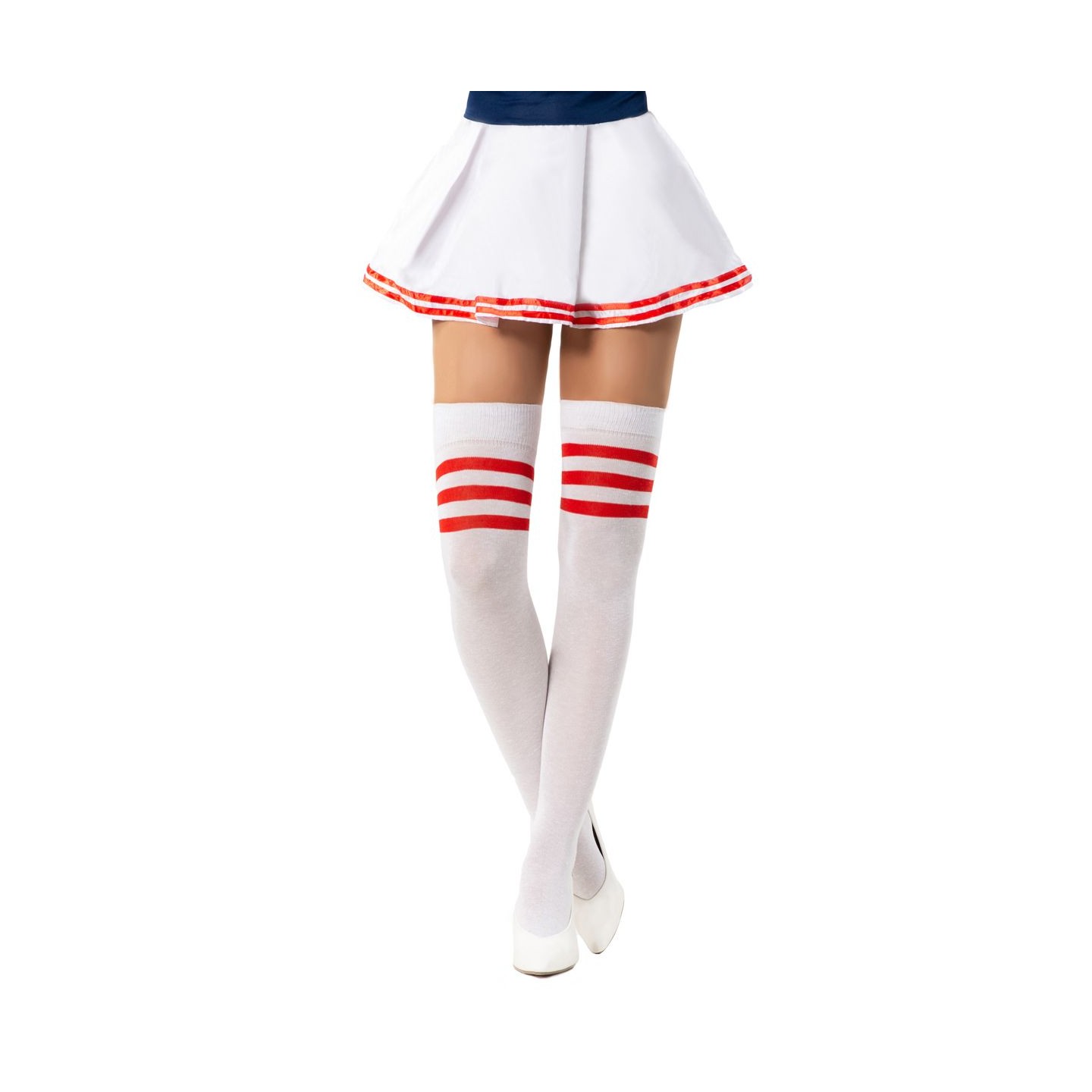 cheerleader sokken wit rood strepen kousen