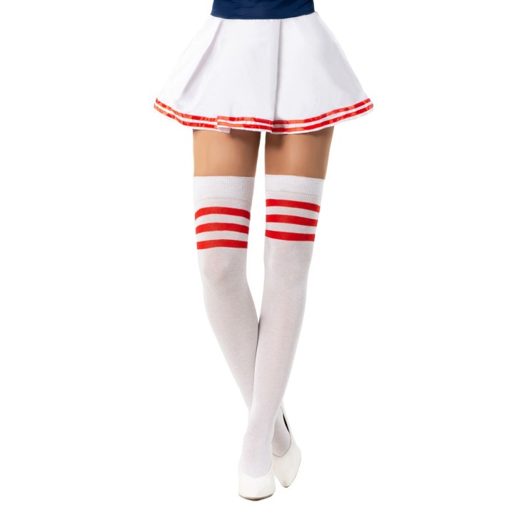 cheerleader sokken wit rood strepen kousen