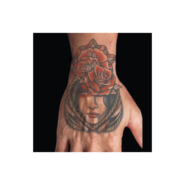 tijdelijke hand tattoo rozen vrouw plaktattoo