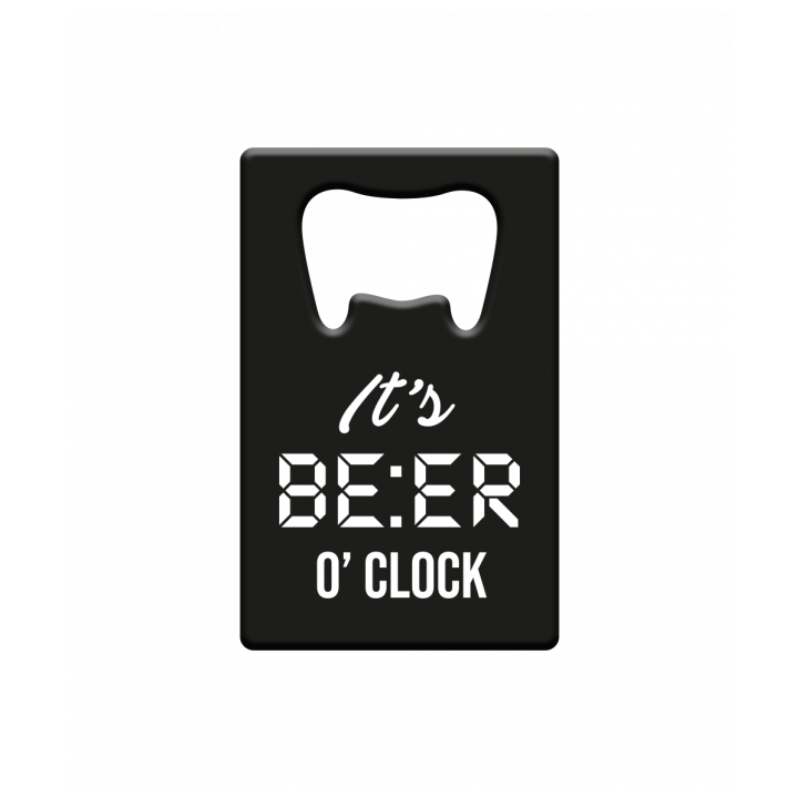 metalen bieropener met tekst beer o'clock
