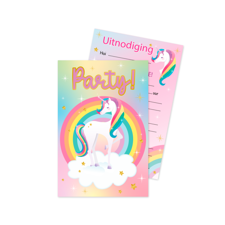 uitnodigingen unicorn kinderfeestje