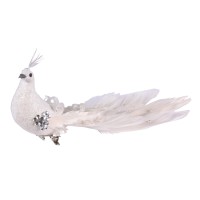 hoed versiering decoratie vogel wit
