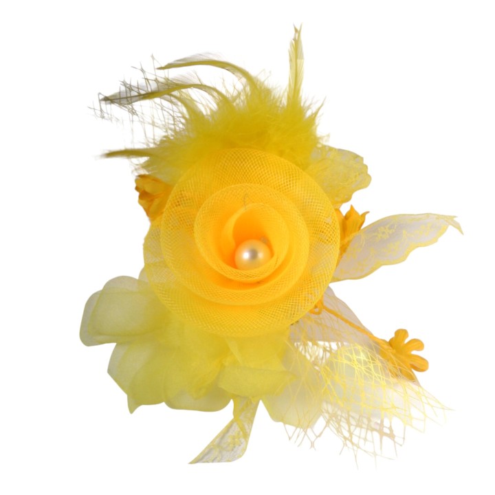 hoed versiering decoratie bloem geel