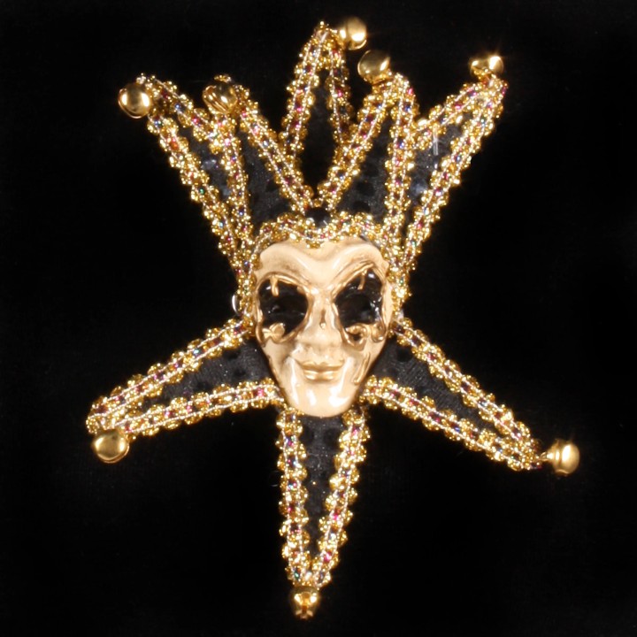 venetiaanse mini masker broche hoed versiering