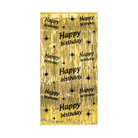 verjaardag versiering deurgordijn goud happy birthday